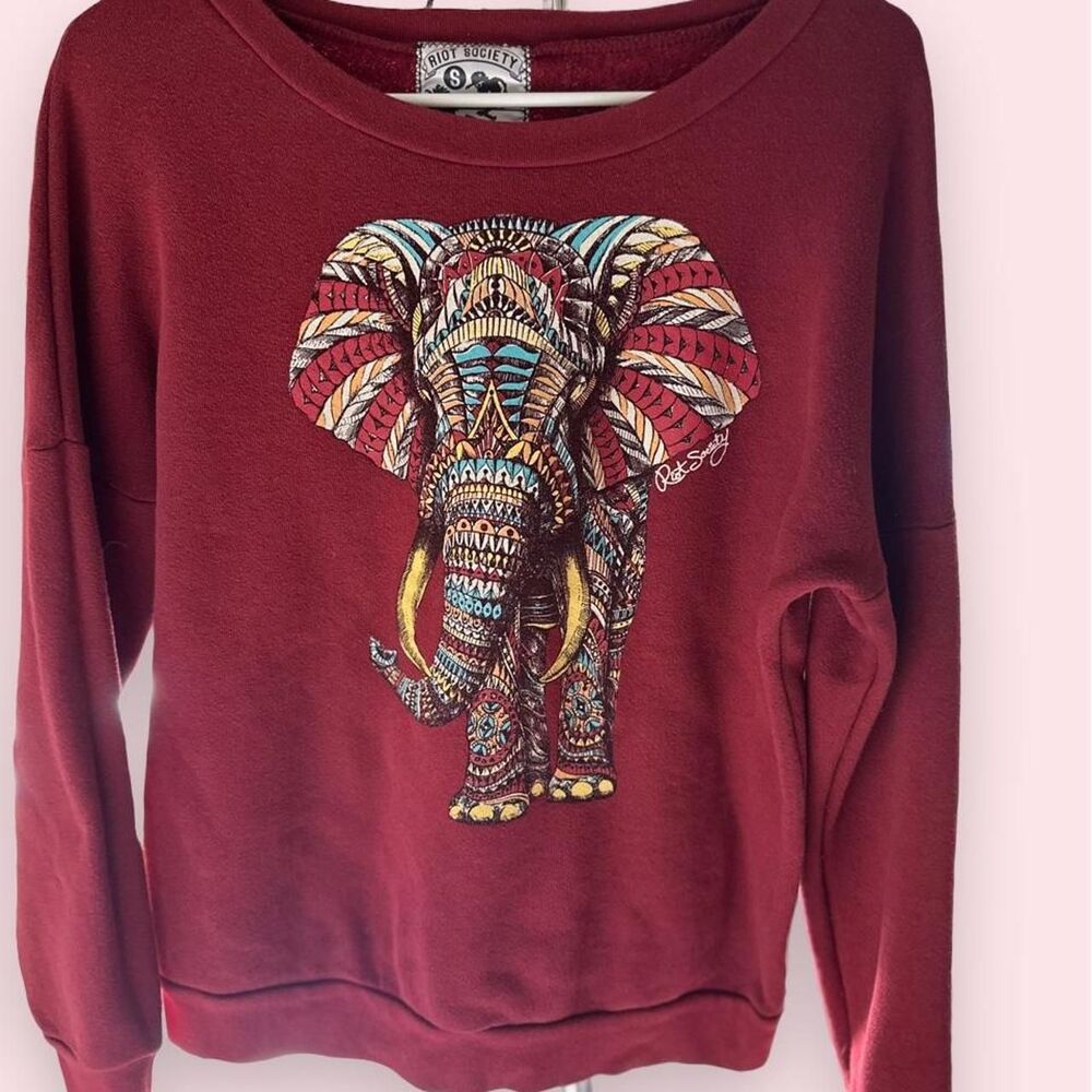 Riot-society Women's Burgundy and Red Sweatshirt